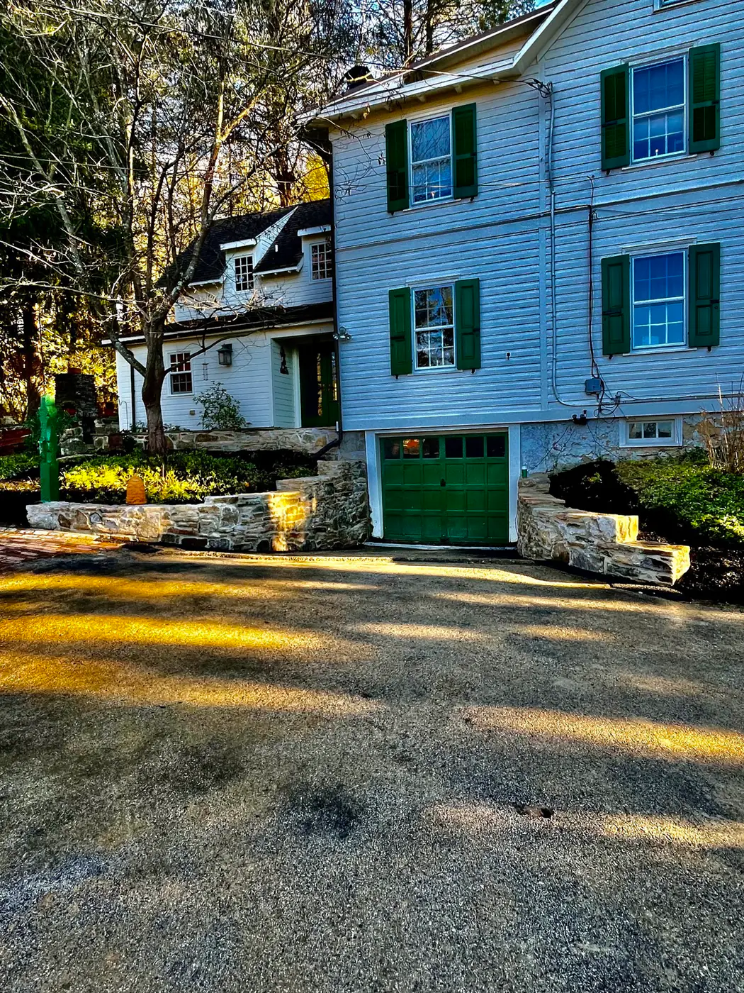 Fieldstone wall & stone entrance