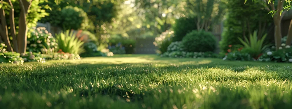 a perfectly manicured lawn with lush green grass, showcasing the importance of proper lawn mowing for vibrant growth and overall garden health.